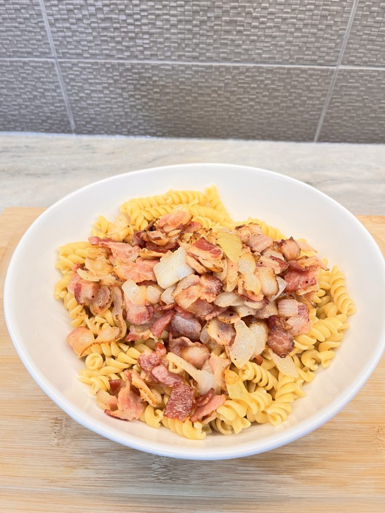 Grandma's Polish Egg Noodles with Cottage Cheese and Bacon
