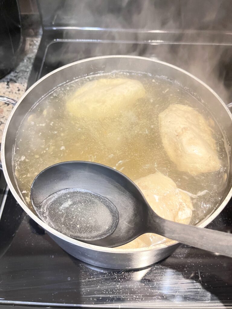 cooking chicken for Chicken Noodle Soup