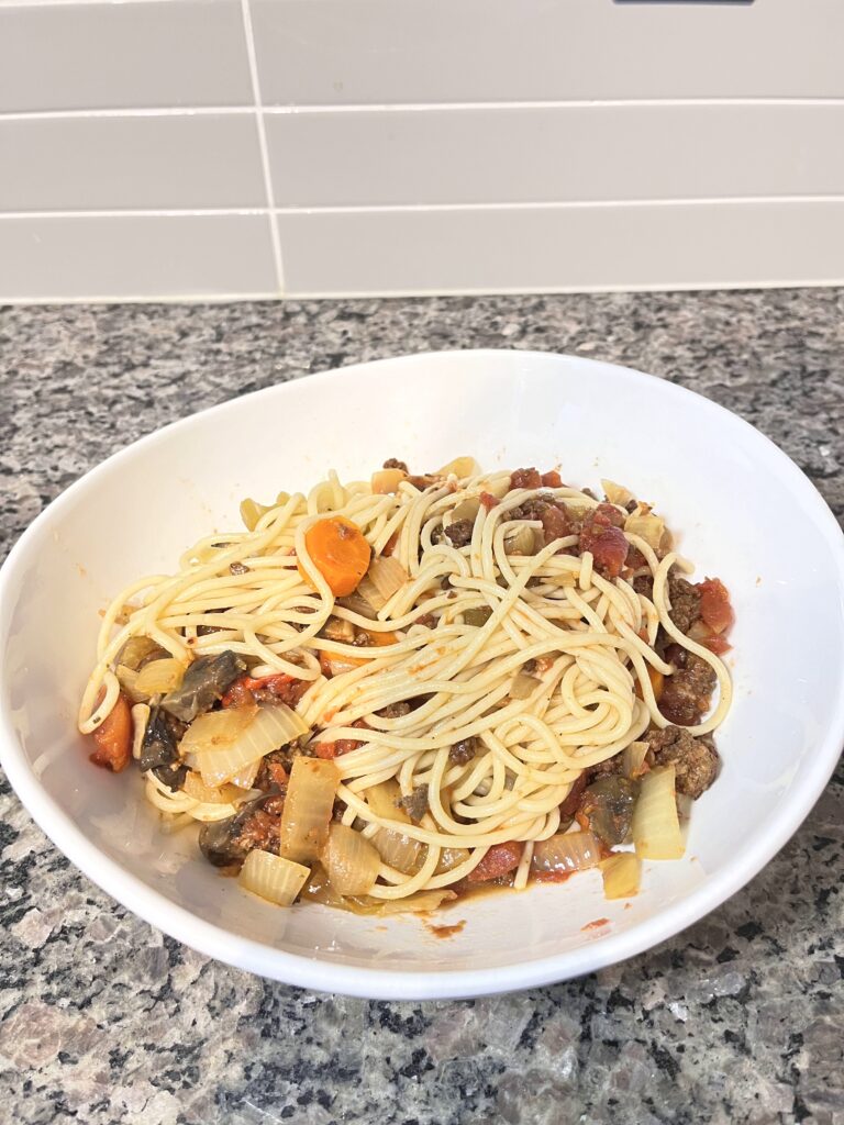 Spaghetti Meat Sauce with pasta on the plate