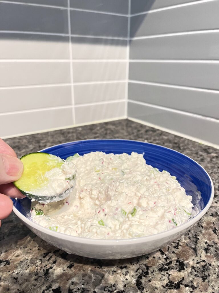 dipping into Polish Farmer’s Cheese Spread
