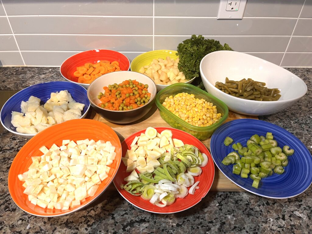 chopped veggies for Vegetable soup