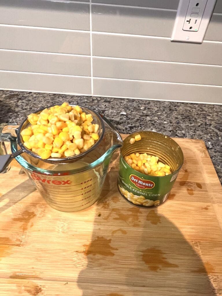 drained corn for Vegetable soup