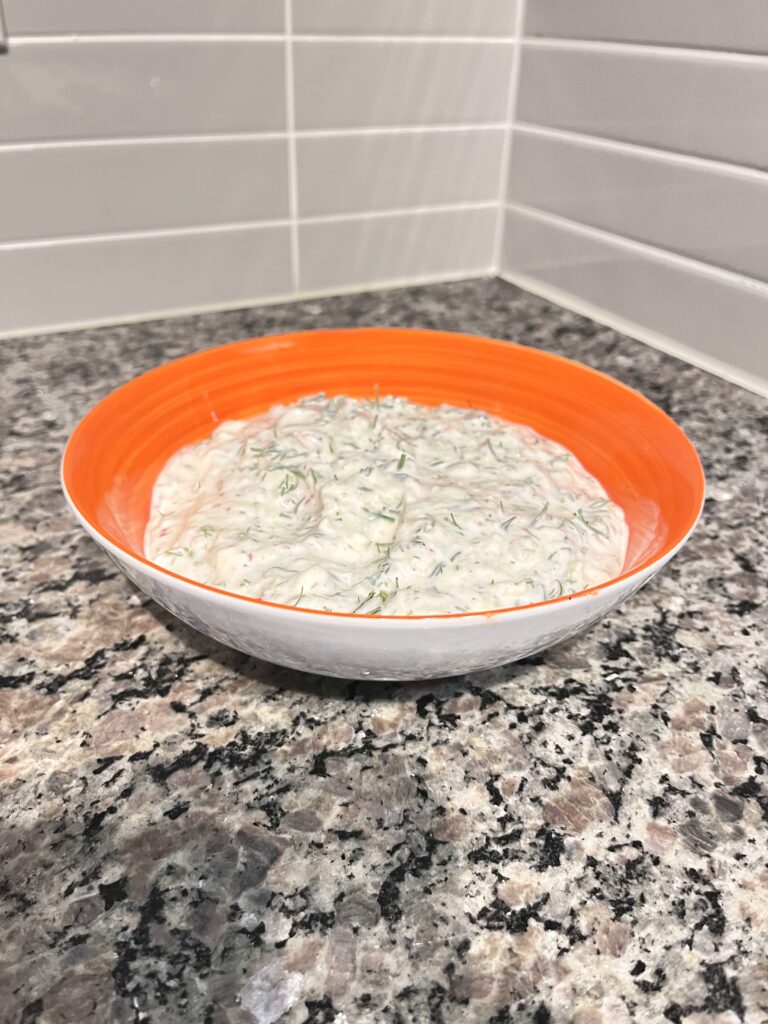 Radish Tzatziki Dip on the plate