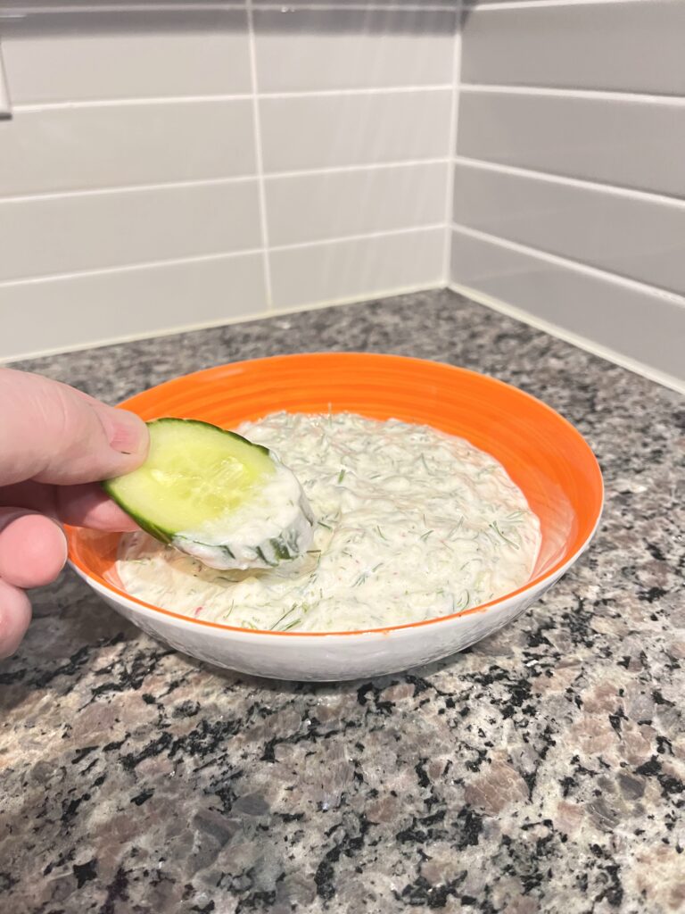 trying Radish Tzatziki Dip