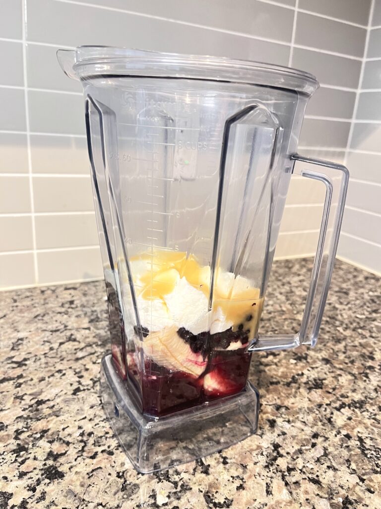 Pomegranate Power Punch Smoothie ingredients in the jar